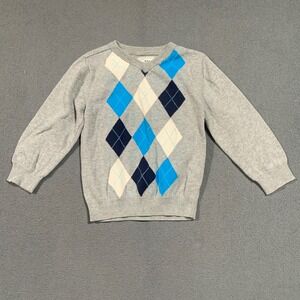 The Childrens Place Argyle Sweater Gray Blue Cream Kids Size‎ 3T Cotton